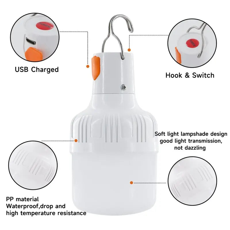 Outdoor USB Rechargeable LED Lantern Bulb